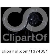 Clipart Of An Underground Alien Or Monster Climbing On A Black Background Royalty Free Illustration