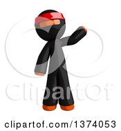 Poster, Art Print Of Orange Man Ninja Waving On A White Background