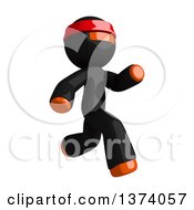 Orange Man Ninja Running To The Right On A White Background