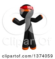 Clipart Of An Orange Man Ninja Shrugging On A White Background Royalty Free Illustration