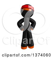 Orange Man Ninja Standing With Hands On His Hips On A White Background