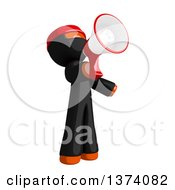 Clipart Of An Orange Man Ninja Announcing With A Megaphone On A White Background Royalty Free Illustration