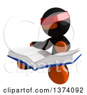 Orange Man Ninja Reading A Book On A White Background
