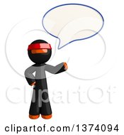 Orange Man Ninja Talking On A White Background