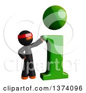 Poster, Art Print Of Orange Man Ninja With An I Information Icon On A White Background