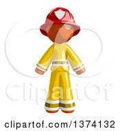 Orange Man Firefighter On A White Background
