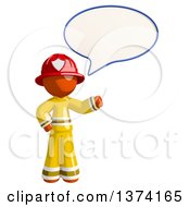 Orange Man Firefighter Talking On A White Background