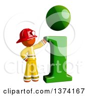 Orange Man Firefighter With An I Info Icon On A White Background