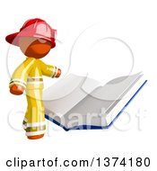 Clipart Of An Orange Man Firefighter Reading A Book On A White Background Royalty Free Illustration by Leo Blanchette
