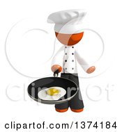 Clipart Of An Orange Man Chef Frying An Egg In A Pan On A White Background Royalty Free Illustration