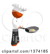 Orange Man Chef Frying An Egg In A Pan On A White Background