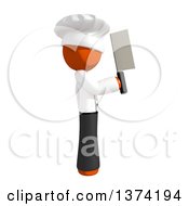 Clipart Of An Orange Man Chef Holding A Cleaver Knife On A White Background Royalty Free Illustration