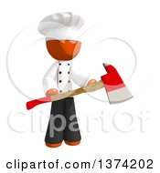 Clipart Of An Orange Man Chef Holding An Axe On A White Background Royalty Free Illustration