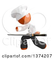 Clipart Of An Orange Man Chef Using A Katana Sword On A White Background Royalty Free Illustration