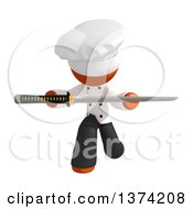 Clipart Of An Orange Man Chef Holding A Katana Sword On A White Background Royalty Free Illustration