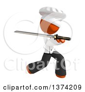 Clipart Of An Orange Man Chef Using A Katana Sword On A White Background Royalty Free Illustration