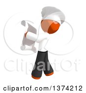 Poster, Art Print Of Orange Man Chef Reading A Scroll On A White Background