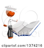 Orange Man Chef Reading A Book On A White Background