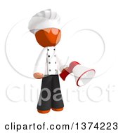 Poster, Art Print Of Orange Man Chef Holding A Megaphone On A White Background
