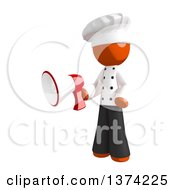 Clipart Of An Orange Man Chef Holding A Megaphone On A White Background Royalty Free Illustration by Leo Blanchette