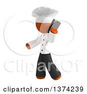 Orange Man Chef Talking On A Smart Phone On A White Background