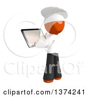 Clipart Of An Orange Man Chef Using A Tablet Computer On A White Background Royalty Free Illustration by Leo Blanchette