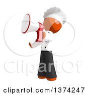 Poster, Art Print Of Orange Man Chef Announcing With A Megaphone On A White Background