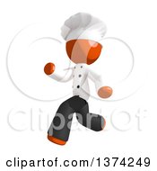 Poster, Art Print Of Orange Man Chef Running On A White Background