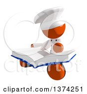 Poster, Art Print Of Orange Man Chef Reading A Book On A White Background