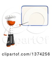 Poster, Art Print Of Orange Man Chef Pointing To A White Board On A White Background