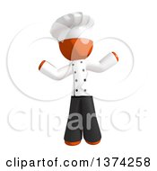 Poster, Art Print Of Orange Man Chef Shrugging On A White Background