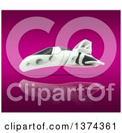 Clipart Of A 3d Futuristic Hover Vehicle Over Reflective Pink Royalty Free Illustration
