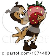 Poster, Art Print Of Cute And Carrying A Strawberry