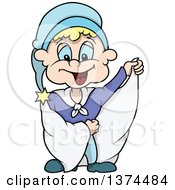 Clipart Of A Blond White Male Dwarf Wearing A Cape And Night Cap Royalty Free Vector Illustration