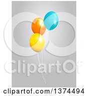 Poster, Art Print Of 3d Yellow Orange And Blue Party Balloons Over Gray