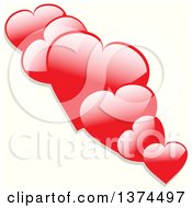 Clipart Of 3d Shiny Red Hearts In Different Sizes Over White With Shadows Royalty Free Vector Illustration