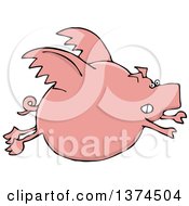 Cartoon Chubby Pink Pig Flying