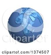 Poster, Art Print Of 3d Blue Political Globe With Extruded Countries Centered On Africa On A White Background