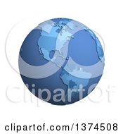 Poster, Art Print Of 3d Blue Political Globe With Extruded Countries Centered On The Americas On A White Background