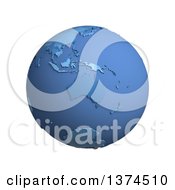 Poster, Art Print Of 3d Blue Political Globe With Extruded Countries Centered On Australia On A White Background