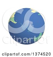 Poster, Art Print Of 3d Political Globe With Colored And Extruded Countries Centered On Antarctica On A White Background