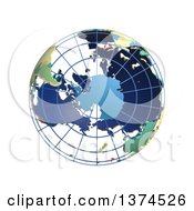 Poster, Art Print Of 3d Political Wire Globe With Colored And Extruded Countries Centered On Antarctica On A White Background