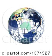 Poster, Art Print Of 3d Political Wire Globe With Colored And Extruded Countries Centered On Australia On A White Background