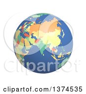 Poster, Art Print Of 3d Political Globe With Colored And Extruded Countries Centered On India On A White Background