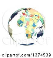 Poster, Art Print Of Political Globe With Colorful 3d Extruded Countries Centered On Africa On A White Background