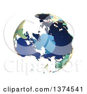 Political Globe With Colorful 3d Extruded Countries Centered On Antarctica On A White Background