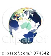 Poster, Art Print Of Political Globe With Colorful 3d Extruded Countries Centered On Australia On A White Background