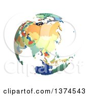 Poster, Art Print Of Political Globe With Colorful 3d Extruded Countries Centered On China On A White Background