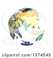 Poster, Art Print Of Political Globe With Colorful 3d Extruded Countries Centered On India On A White Background