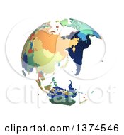 Poster, Art Print Of Political Globe With Colorful 3d Extruded Countries Centered On Japan On A White Background